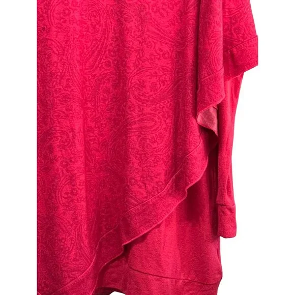 Soft Surroundings Womens Fuchsia Paisley Asymmetrical V-Neck Poncho Top Size 1X - Picture 3 of 8